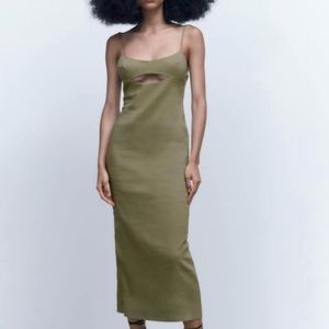 Linen cut out dress Zara